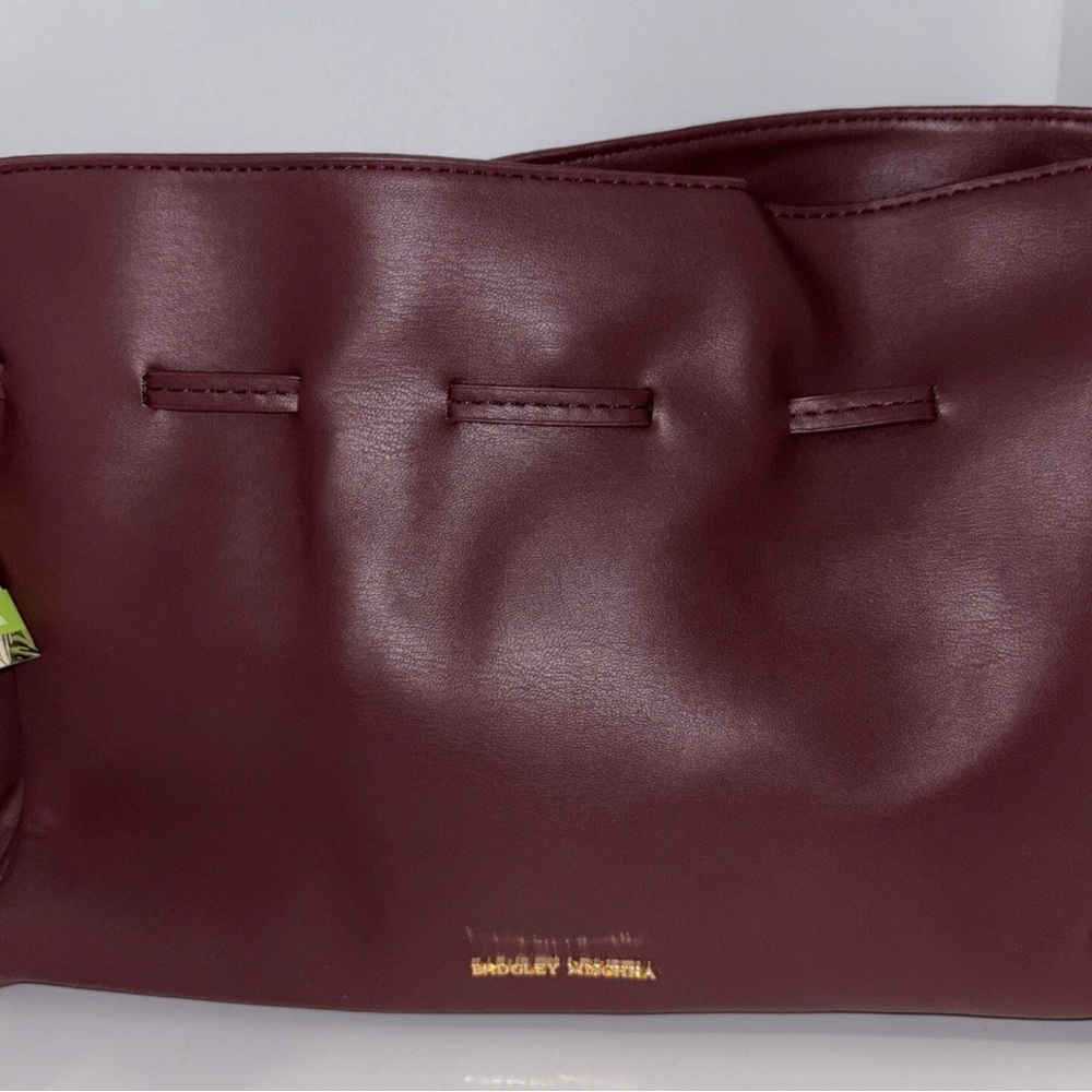 Badgley Mischka Wine Vegan Leather Gold Tone Accents and Snap Trim Bag Purse NWT - Picture 6 of 9